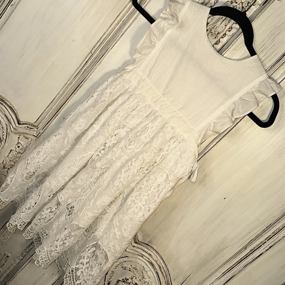 Girls Bow Dreams Wedding CottageCore Special Event Lace Pinafore Maxi Dress S/5 - Picture 3 of 9